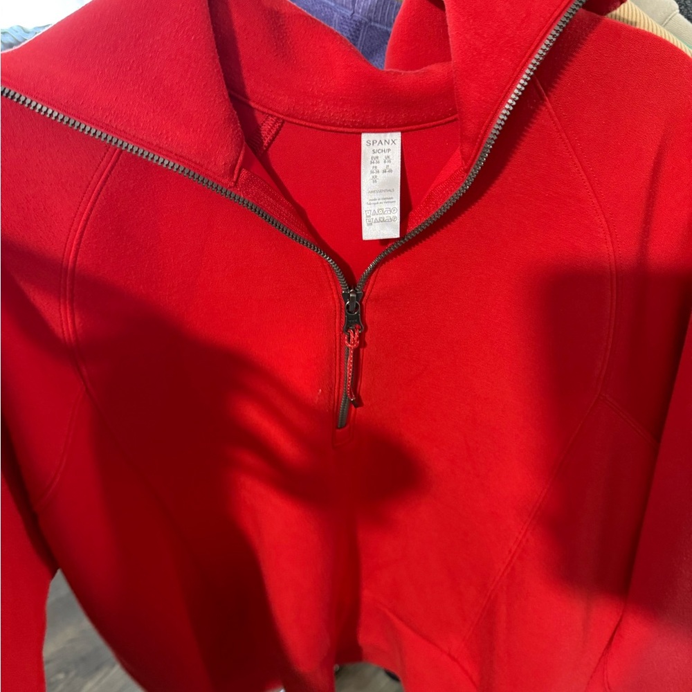 SPANX Bold Red Zip-Up Top